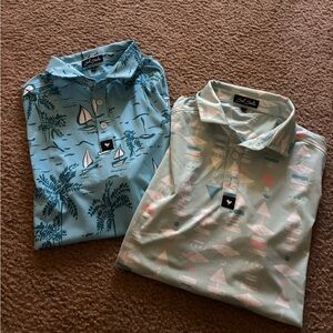 Bad Birdie Boat  Palm Tree Polo Golf Shirt Size Medium Set Of 2